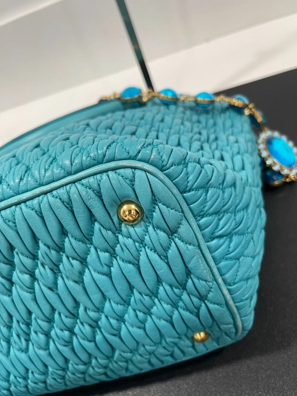 Miu Miu Matelasse Bijoux Leather 2-Way Hand/Shoulder Bag (JB1450)